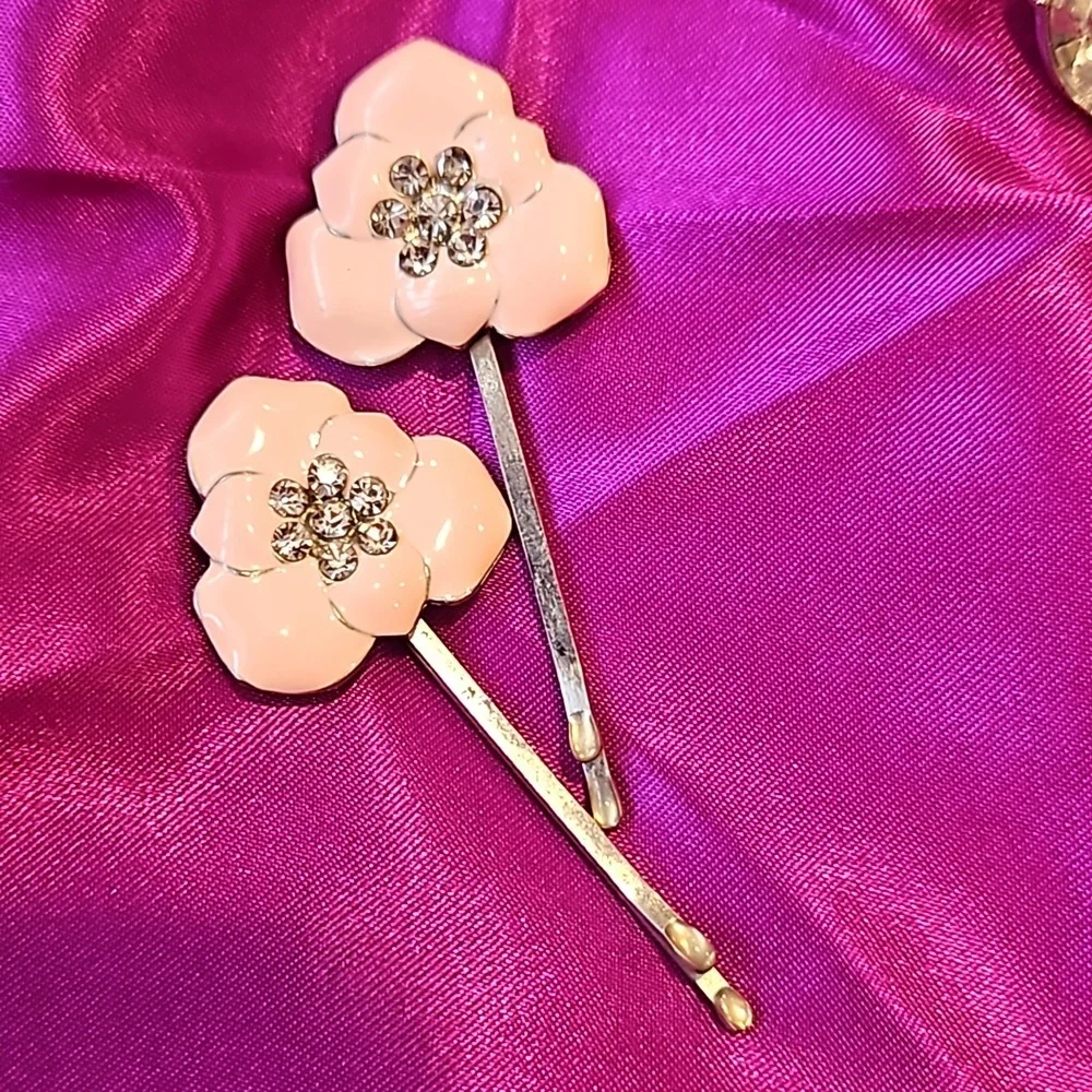 Rhinestone and Acrylic Crystal Hair Clips Lot of 14